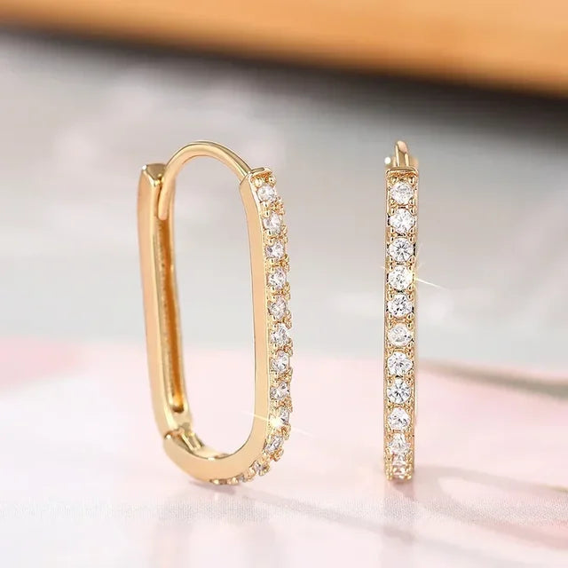 Argola Retangular em Aço Inox com Banho de Ouro Amarelo 18K