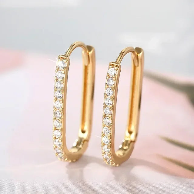 Argola Retangular em Aço Inox com Banho de Ouro Amarelo 18K