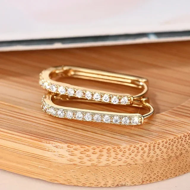 Argola Retangular em Aço Inox com Banho de Ouro Amarelo 18K