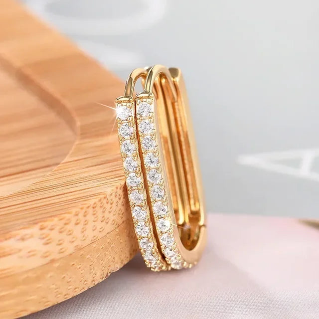 Argola Retangular em Aço Inox com Banho de Ouro Amarelo 18K